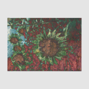 Zonnebloem Vintage Bruin Groen Kunst Decoupage Tissuepapier