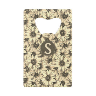 Zonnebloem Vintage Charme Sepia Toon Flesopener Creditkaart Flessenopener