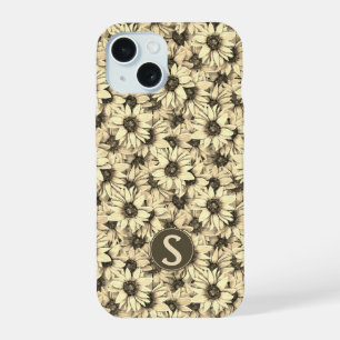 Zonnebloem Vintage Charme Sepia Toon Hoesje iPhone 15 Case