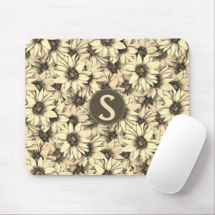 Zonnebloem Vintage Charme Sepia Toon Muismat