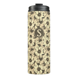 Zonnebloem Vintage Charme Sepia Toon Thermos Beker