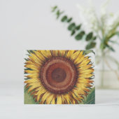 Zonnebloem Vintage Damask Flower Art Briefkaart (Staand voorkant)