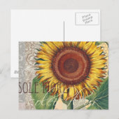 Zonnebloem Vintage Damask Flower Art Briefkaart (Voorkant / Achterkant)