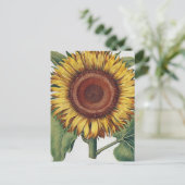 Zonnebloem Vintage Damask Flower Art Briefkaart (Staand voorkant)
