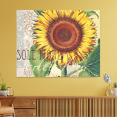 Zonnebloem Vintage Damask Flower Art Canvas Afdruk (Insitu (Woonkamer))