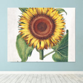 Zonnebloem Vintage Damask Flower Art Canvas Afdruk (Insitu (Houten vloer))