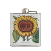 Zonnebloem Vintage Damask Flower Art Heupfles (Achterkant)