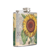 Zonnebloem Vintage Damask Flower Art Heupfles (Rechts)