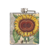 Zonnebloem Vintage Damask Flower Art Heupfles (Achterkant)