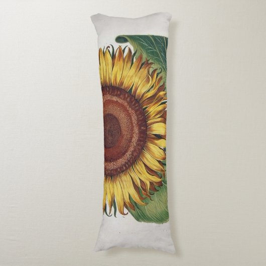 Zonnebloem Vintage Damask Flower Art Lichaamskussen (Voorkant Verticaal)