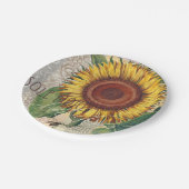 Zonnebloem Vintage Damask Flower Art Papieren Bordje (Gekanteld)