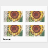 Zonnebloem Vintage Damask Flower Art Rechthoekige Sticker (Vel)