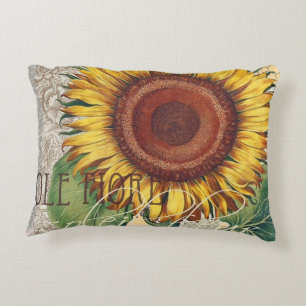 Zonnebloem Vintage Damast Bloem Kunst Accent Kussen