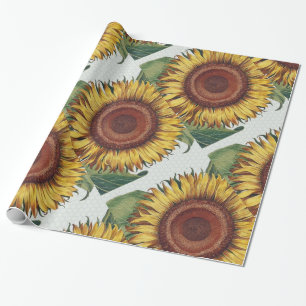 Zonnebloem Vintage Damast Bloem Kunst Cadeaupapier