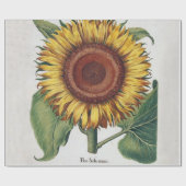 Zonnebloem Vintage Damast Bloem Kunst Cadeaupapier (Vlak)