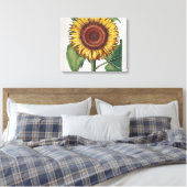 Zonnebloem Vintage Damast Bloem Kunst Canvas Afdruk (Insitu (Slaapkamer))