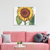 Zonnebloem Vintage Damast Bloem Kunst Canvas Afdruk (Insitu (Woonkamer))