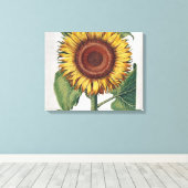 Zonnebloem Vintage Damast Bloem Kunst Canvas Afdruk (Insitu (Houten vloer))
