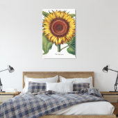 Zonnebloem Vintage Damast Bloem Kunst Canvas Afdruk (Insitu (Slaapkamer))