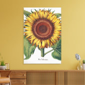 Zonnebloem Vintage Damast Bloem Kunst Canvas Afdruk (Insitu (Woonkamer))