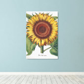 Zonnebloem Vintage Damast Bloem Kunst Canvas Afdruk (Insitu (Houten vloer))