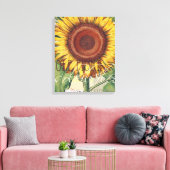 Zonnebloem Vintage Damast Bloem Kunst Canvas Afdruk (Insitu (Woonkamer))