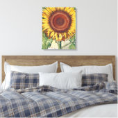 Zonnebloem Vintage Damast Bloem Kunst Canvas Afdruk (Insitu (Slaapkamer))