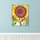 Zonnebloem Vintage Damast Bloem Kunst Canvas Afdruk (Insitu (Houten vloer))