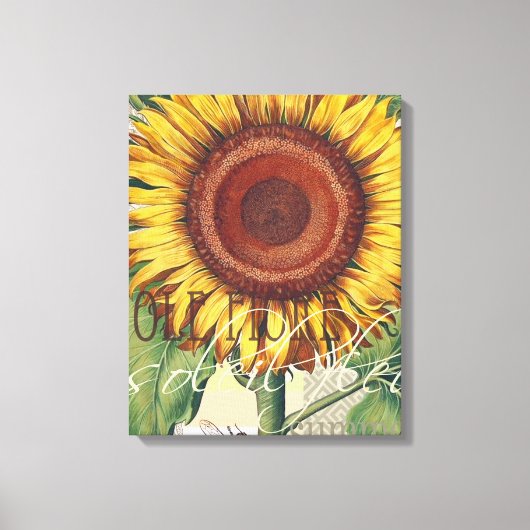 Zonnebloem Vintage Damast Bloem Kunst Canvas Afdruk (Voorkant)