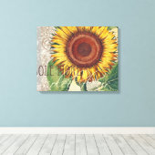 Zonnebloem Vintage Damast Bloem Kunst Canvas Afdruk (Insitu (Houten vloer))