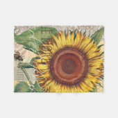 Zonnebloem Vintage Damast Bloem Kunst Fleece Deken (Voorkant (Horizontaal))