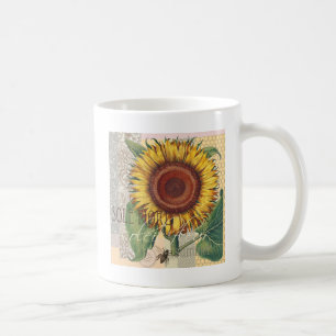 Zonnebloem Vintage Damast Bloem Kunst Koffiemok
