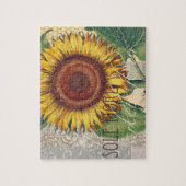 Zonnebloem Vintage Damast Bloem Kunst Legpuzzel (Verticaal)