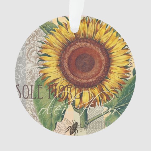 Zonnebloem Vintage Damast Bloem Kunst Ornament (voorkant)