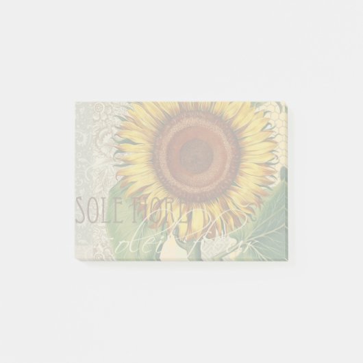 Zonnebloem Vintage Damast Bloem Kunst Post-it® Notes (Voorkant)
