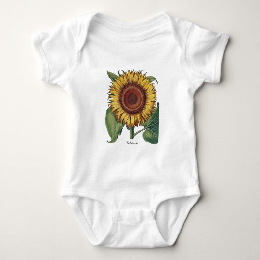 Zonnebloem Vintage Damast Bloem Kunst Romper (Voorkant)