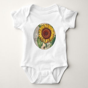 Zonnebloem Vintage Damast Bloem Kunst Romper