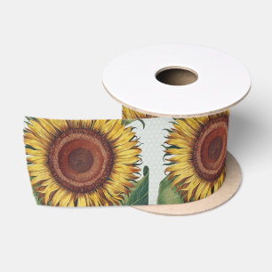 Zonnebloem Vintage Damast Bloem Kunst Satijnen Lint