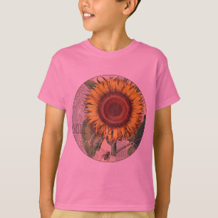 Zonnebloem Vintage Damast Bloem Kunst T-shirt