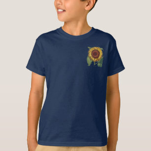 Zonnebloem Vintage Damast Bloem Kunst T-shirt