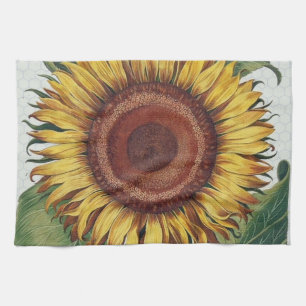 Zonnebloem Vintage Damast Bloem Kunst Theedoek