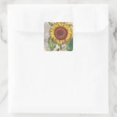 Zonnebloem Vintage Damast Bloem Kunst Vierkante Sticker (Tas)