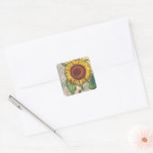 Zonnebloem Vintage Damast Bloem Kunst Vierkante Sticker (Envelop)