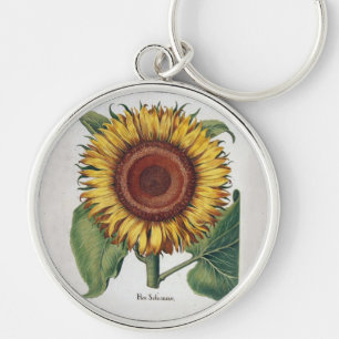 Zonnebloem Vintage Damast Bloem Patroon Kunst Sleutelhanger