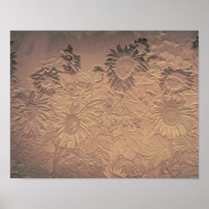 Zonnebloem Vintage Sepia Floral Chic Antiek Poster
