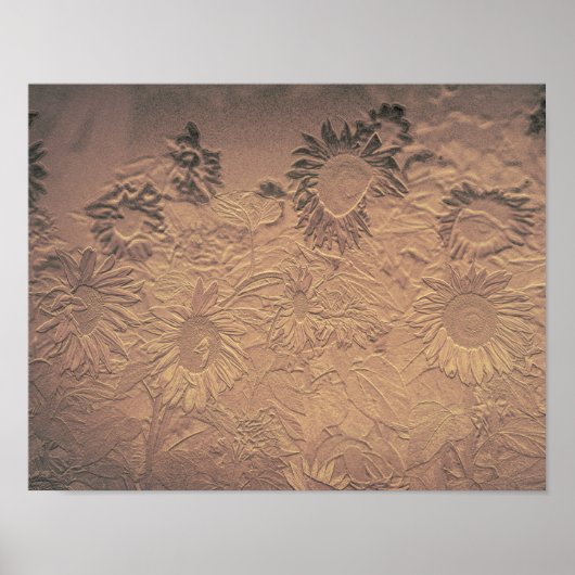 Zonnebloem Vintage Sepia Floral Chic Antiek Poster (Voorkant)