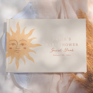 Zonnebloem Vintage Zon Boho Jongen Baby Borrel Gastenboek