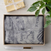Zonnebloem Vintage Zwart-Wit Ephemera Textuur Tissuepapier (Geschenk)