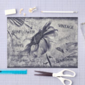 Zonnebloem Vintage Zwart-Wit Ephemera Textuur Tissuepapier (Craft)