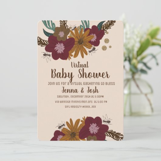  zonnebloem - Virtueel Baby shower voor bijen Kaart (Staand voorkant)